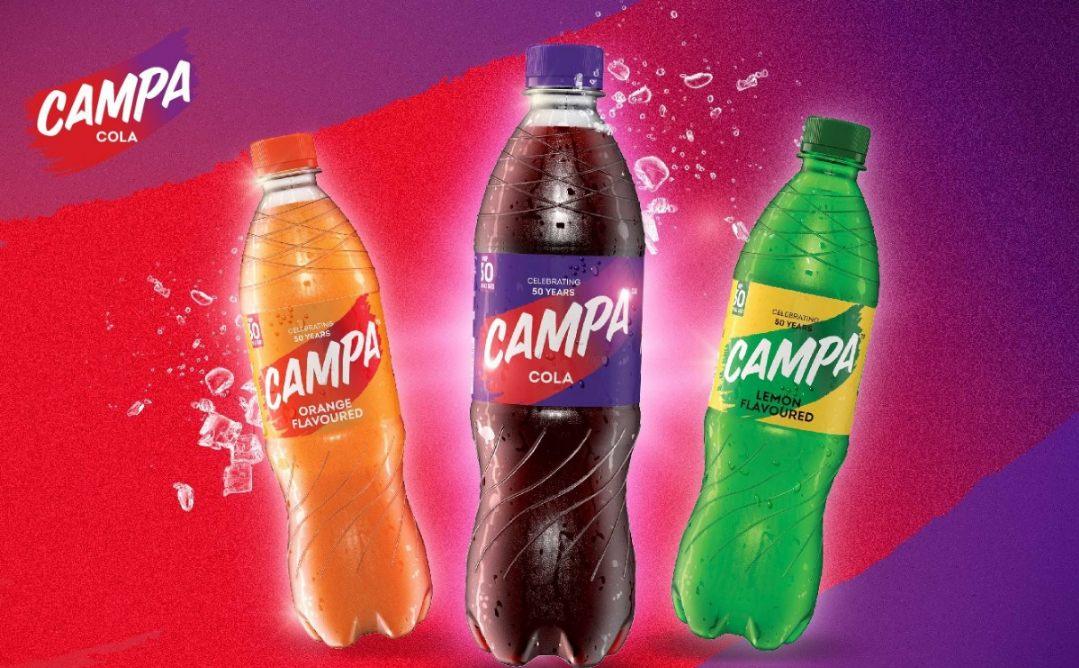 Campa Cola bottles with colourful splashes